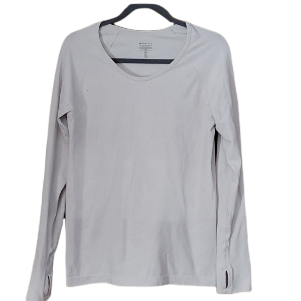 Athleta Light Gray Long Sleeve Tee
